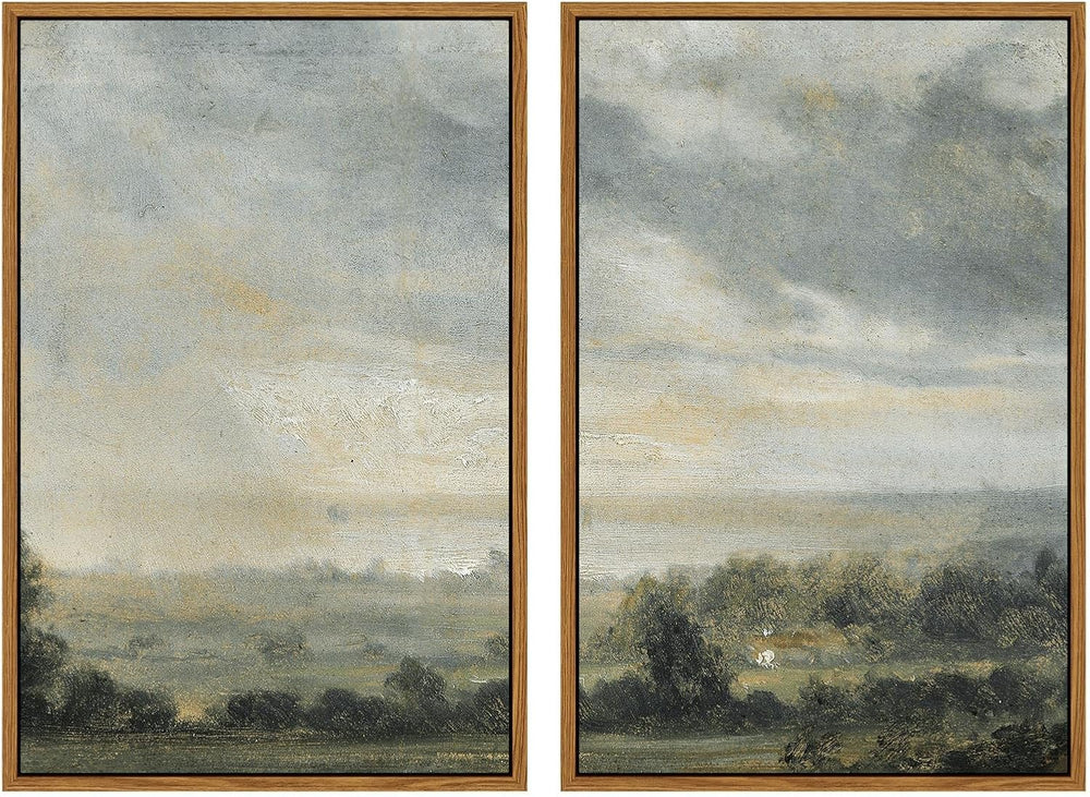 InSimSea 2 Pcs Framed Wall Art, Vintage Valley Landscape Print, 16x24 Inch