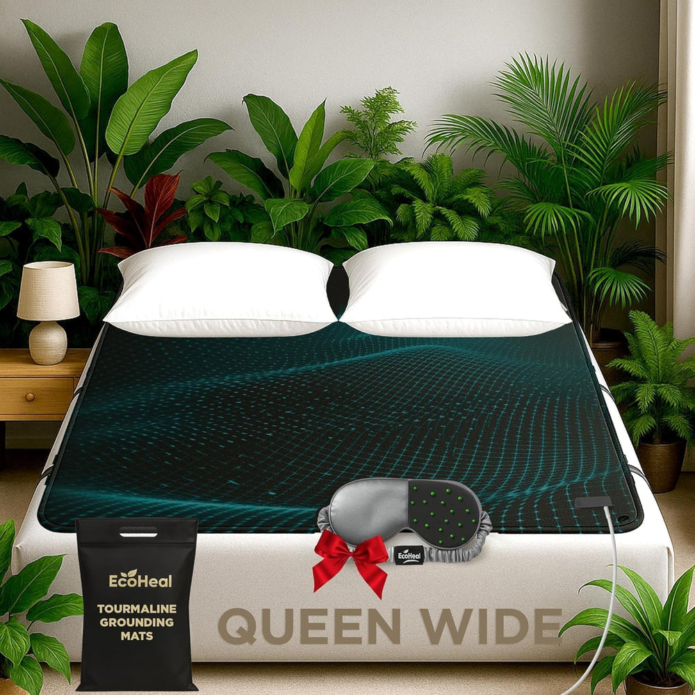 Luxury Tourmaline Grounding Mat for Bed, Queen Wide 59”x54” – Conductive PU L...