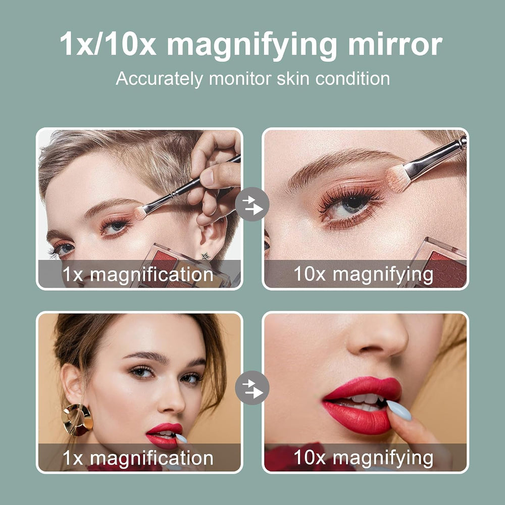 6.5" Clip-On Magnifying Vanity Mirror - 5X Magnification, USB Rechargeab...
