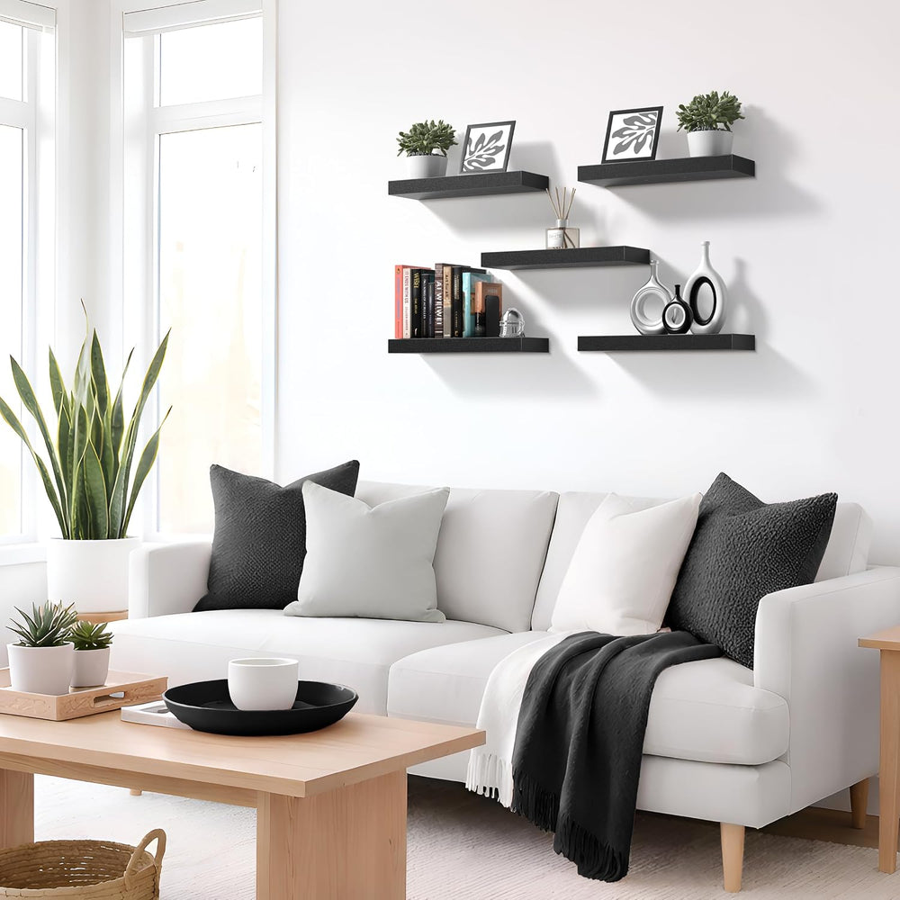 Sorbus 16 Inch Floating Shelves for Wall (2 Pack, Black)