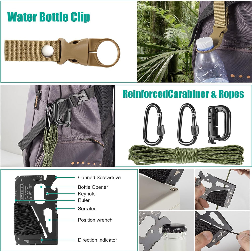 Survival Kit 20-in-1, Emergency Gear for Men: Camping Essentials