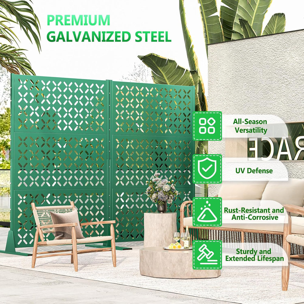 Green Metal Outdoor Privacy Screen Freestanding Privacy Screens,72" H x ...