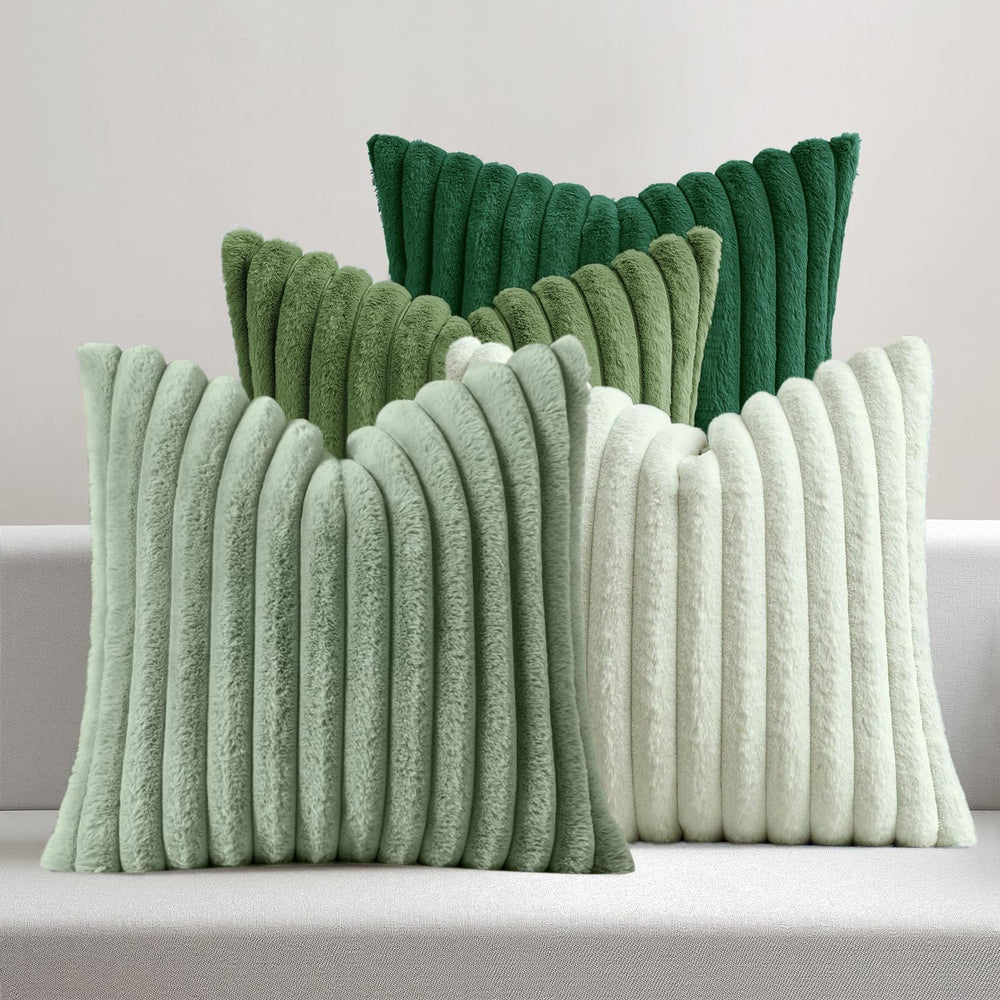 MIULEE Faux Fur Plush Decorative Throw Pillow Covers 20x20, Green