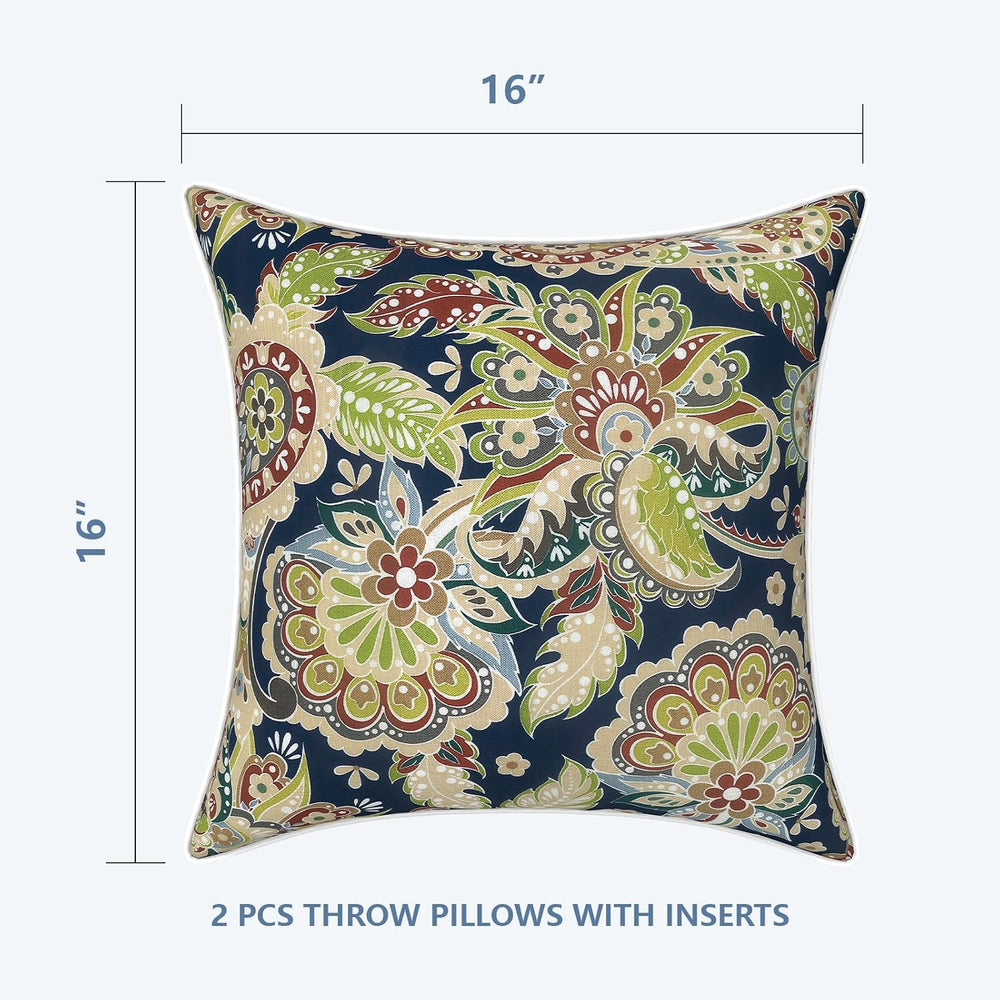 LVTXIII Set of 2 Patio Throw Pillows 16"x16" Fade Resistant Outdoor...