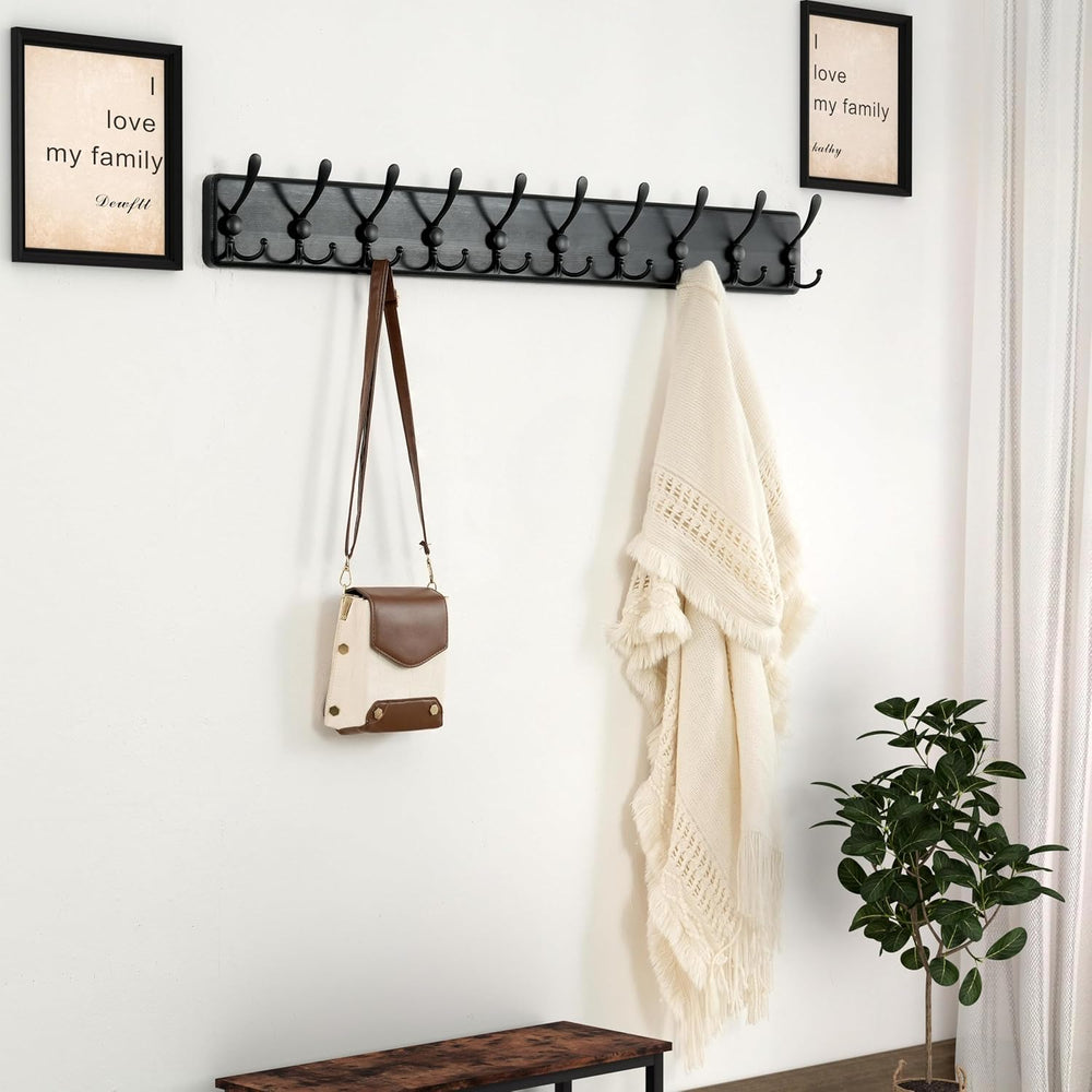 Dseap Coat Rack Wall - Heavy-Duty 38-1/4" Long, with Reinforced 10 Custo...