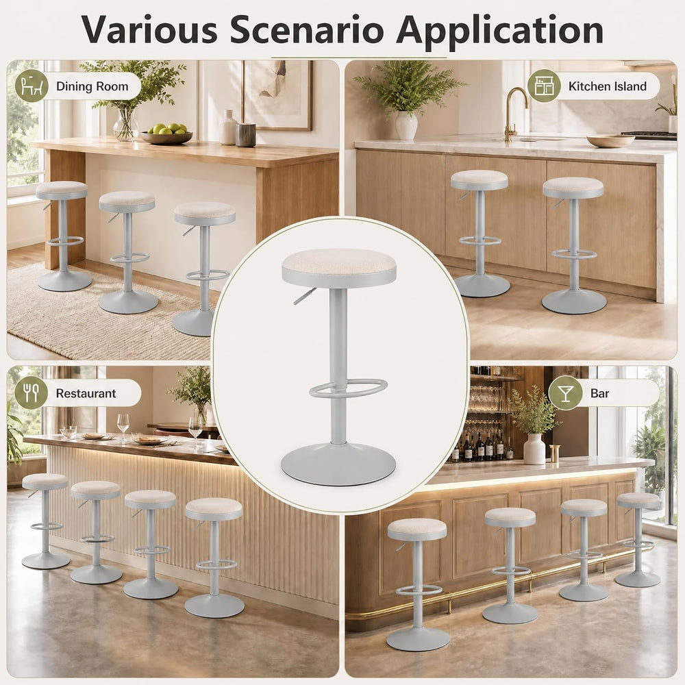 GIANTEX Swivel Bar Stools Set of 2, Adjustable Height Bar Chairs Light Gray