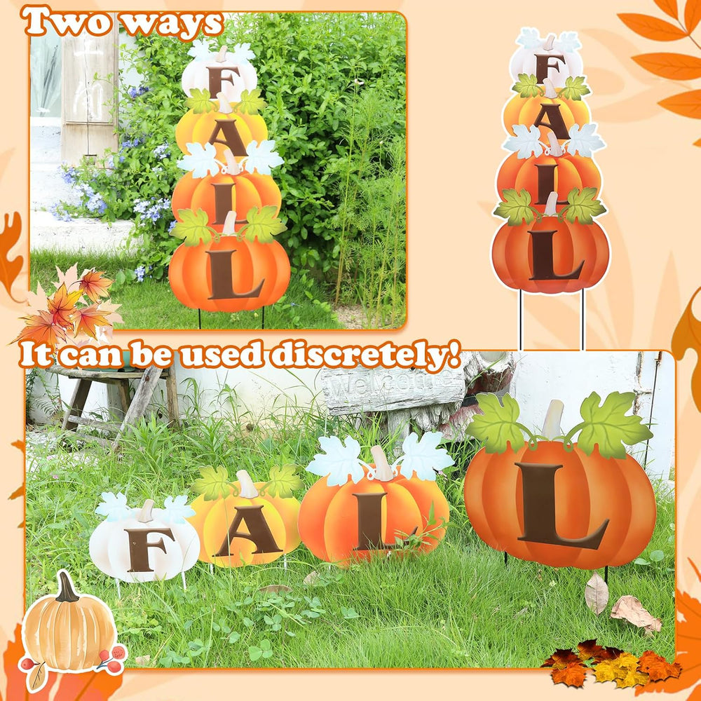 VCUTEKA Fall Outdoor Pumpkins Yard Sign Decor, Thanksgiving Garden Stake