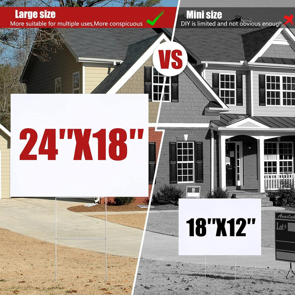 10 Large Blank Yard Signs with Stakes 18 x 24",Corrugated Plastic Lawn S...