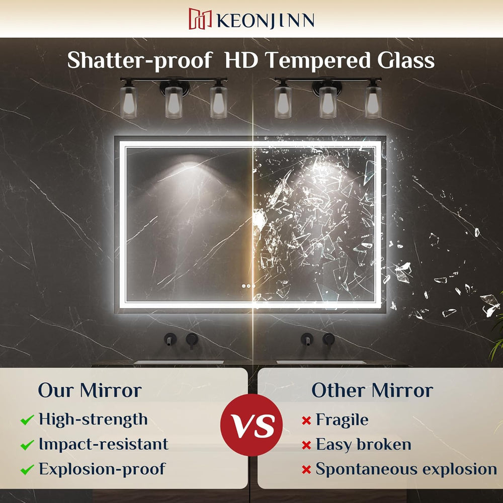 Keonjinn 24" x 30" LED Bathroom Mirror with Lights, Frontlit & ...