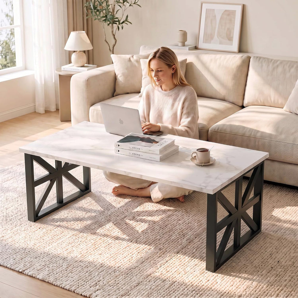 Coffee Tables for Living Room, Marble Coffee Table Modern White