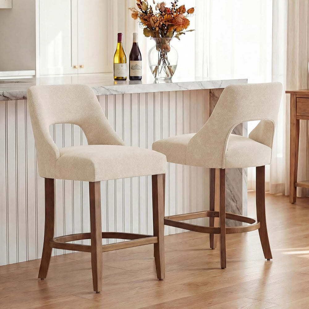 UVV Bar Stools Set of 3, Upholstered Counter Height Bar Stools, Modern Counte...