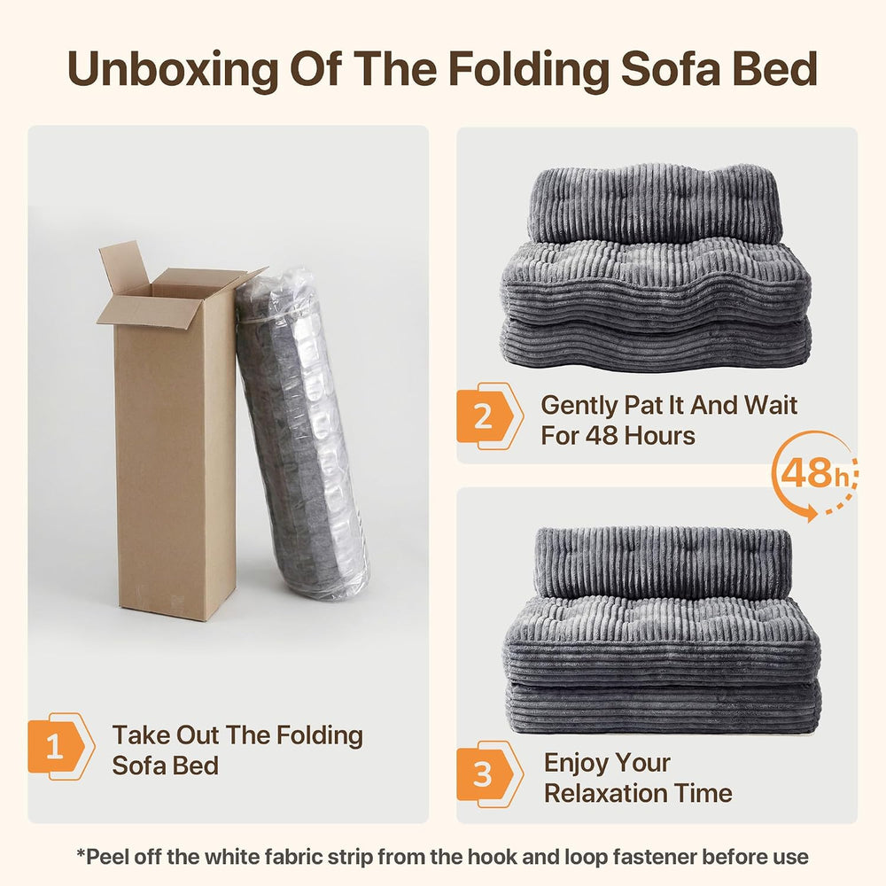 Claiks Boneless Chair Folding Sofa Bed, Sleeper Chair, Dark Grey, Double