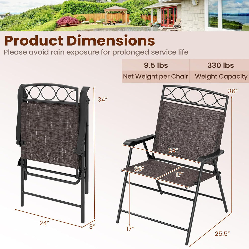 Tangkula Folding Chairs for Outside Set of 4, Portable Outdoor Dining Chairs ...