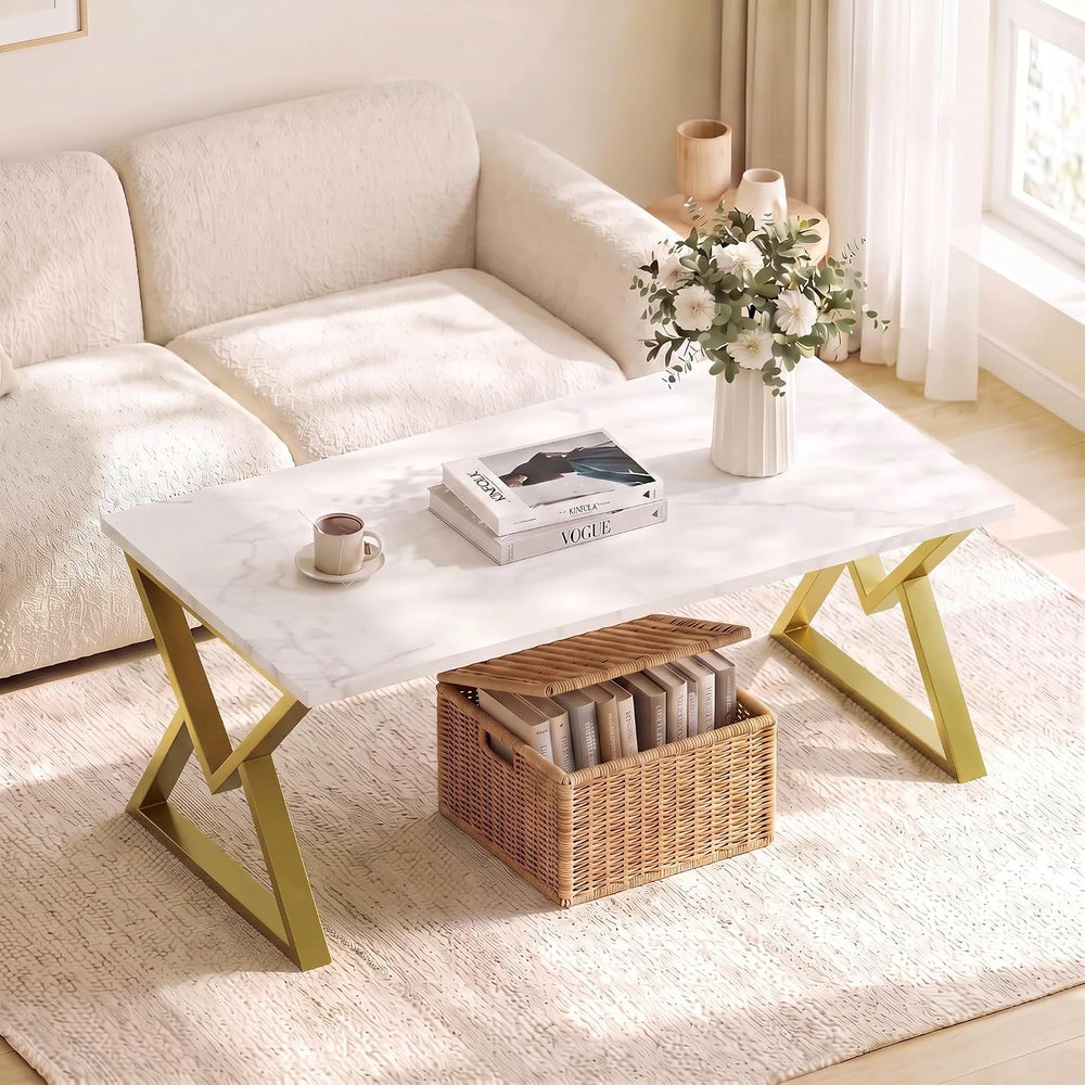 Coffee Tables for Living Room, Marble Coffee Table Modern White