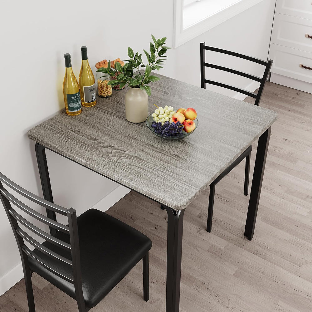 IDEALHOUSE 3-Piece Space Saving Dining Table and Chair Set, Grey