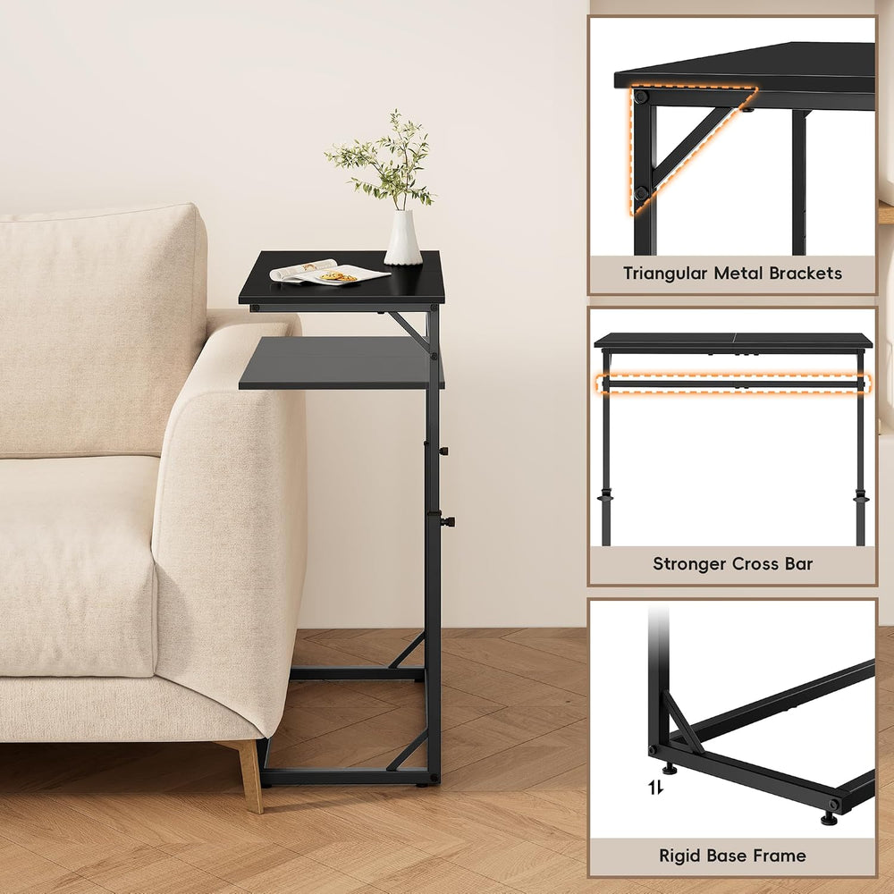 Vagusicc C Shaped End Table, 33"Tall Side Table for Couch, C-Table Sofa ...