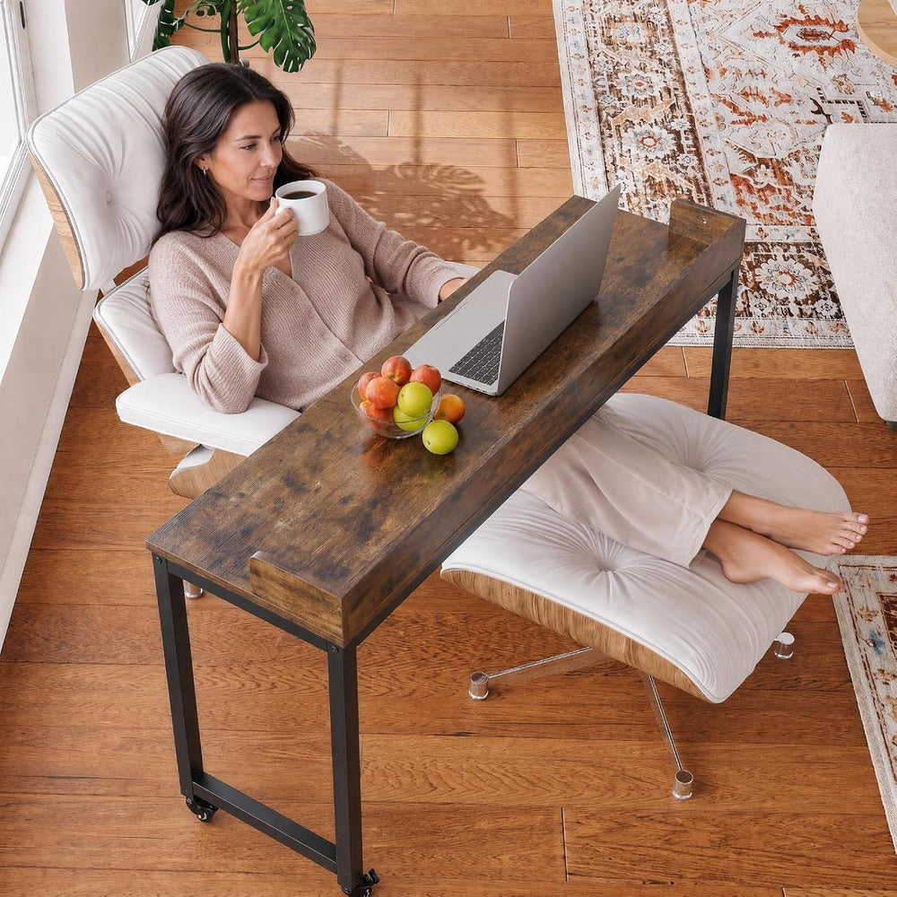 Clevich Overbed Table with Wheels, 16" D x 71" W x 41" H Mobil...