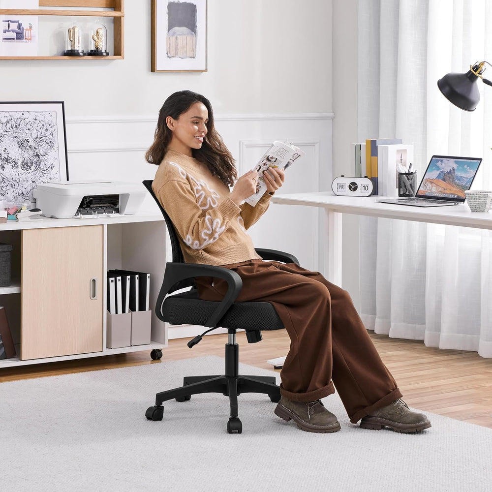 Yaheetech Mid-Back Mesh Computer Office Desk Chair Adjustable Swivel, Black
