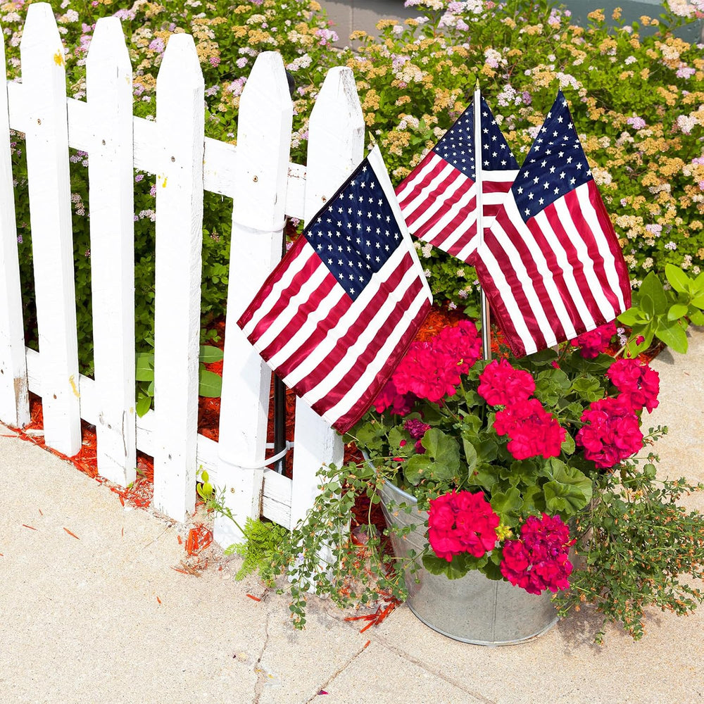 JRED 12 Pack Small American Flags on Stick, 12x18 Inch Handheld US Flags, wit...