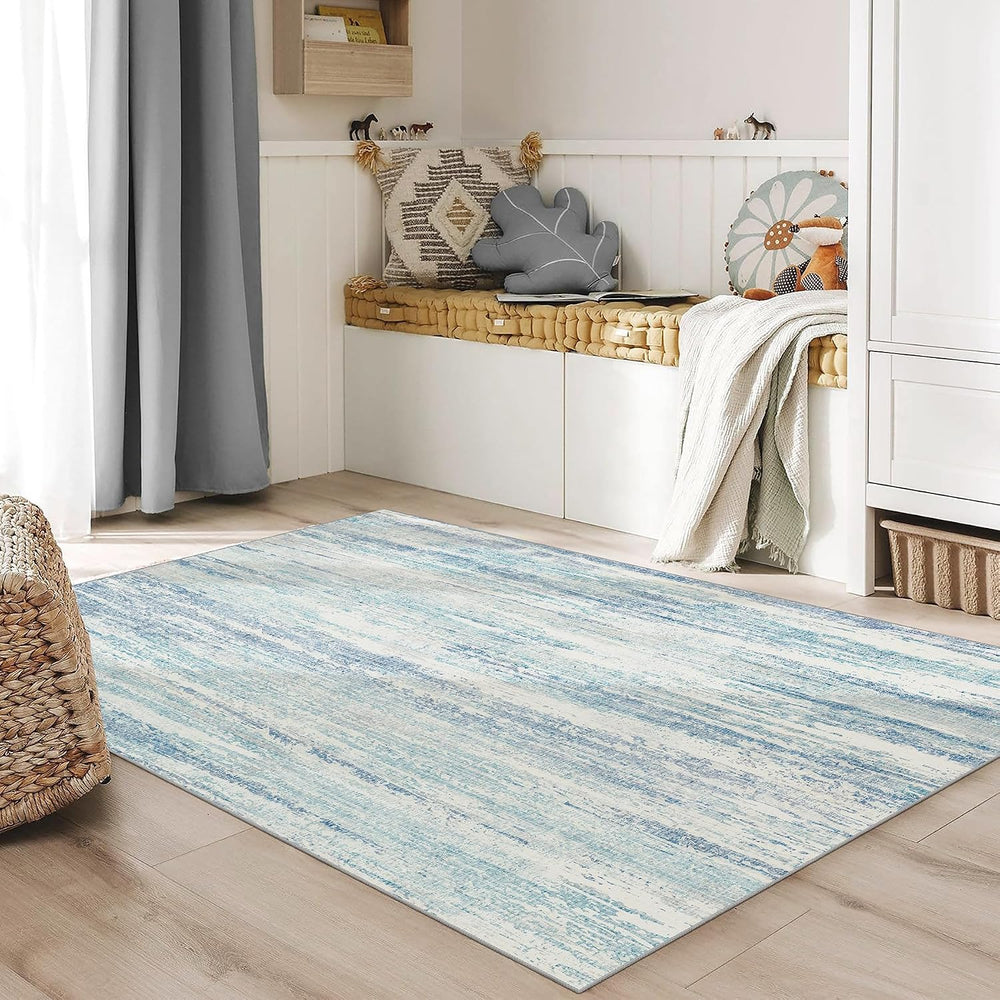 MUJOO Washable Rug 4x6.5 Area Rugs Low Pile Non Slip Modern