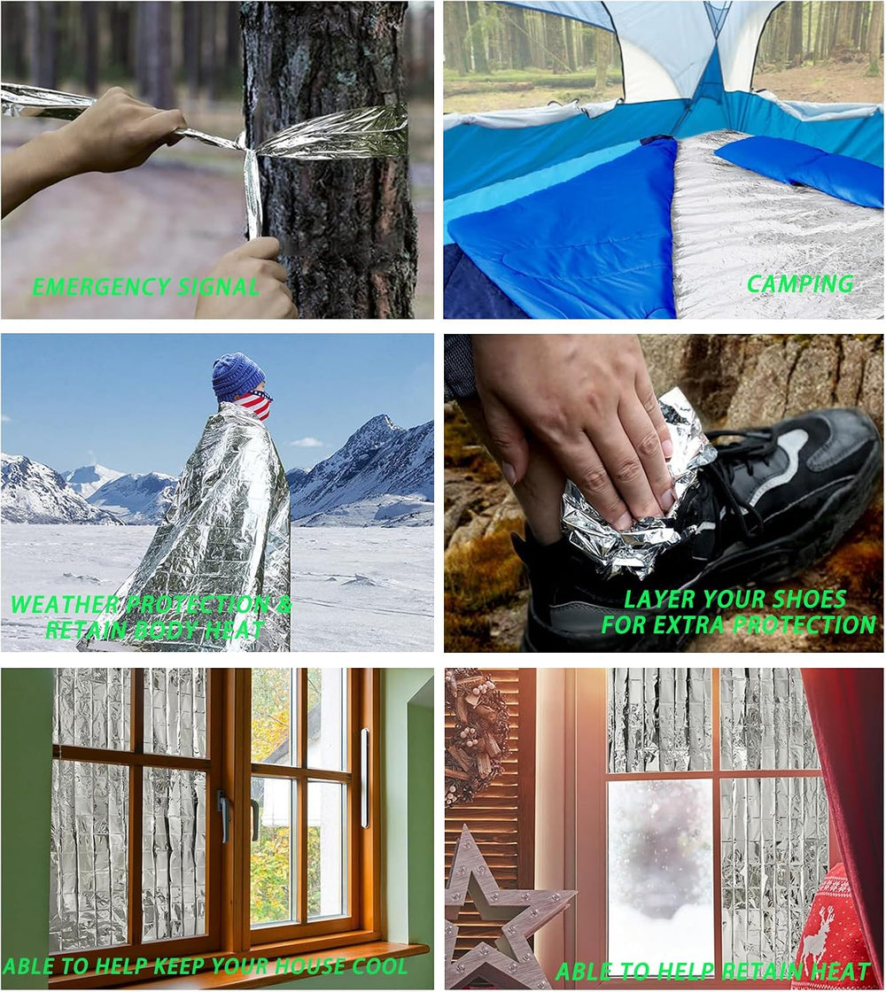 Emergency Foil Blanket 50 Pack Survival Thermal Mylar Reflective Blankets
