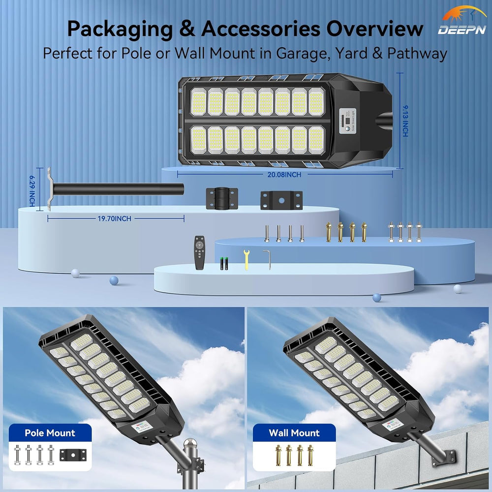 Deepn Ultra Bright Solar Lights Outdoor 8000W with Motion Sensor, TW003