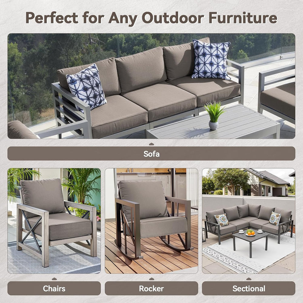 6" Thick Outdoor Cushions 22x24x6, 3-Set Deep Seat Patio Cushions with R...