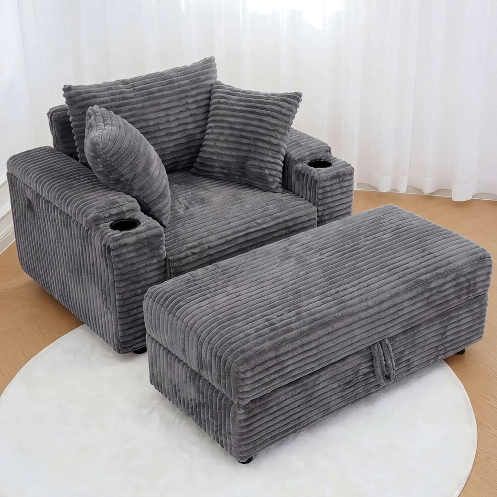 LIKIMIO Oversized Chaise Lounge Chair Indoor,Sturdy Solid Wood Frame
