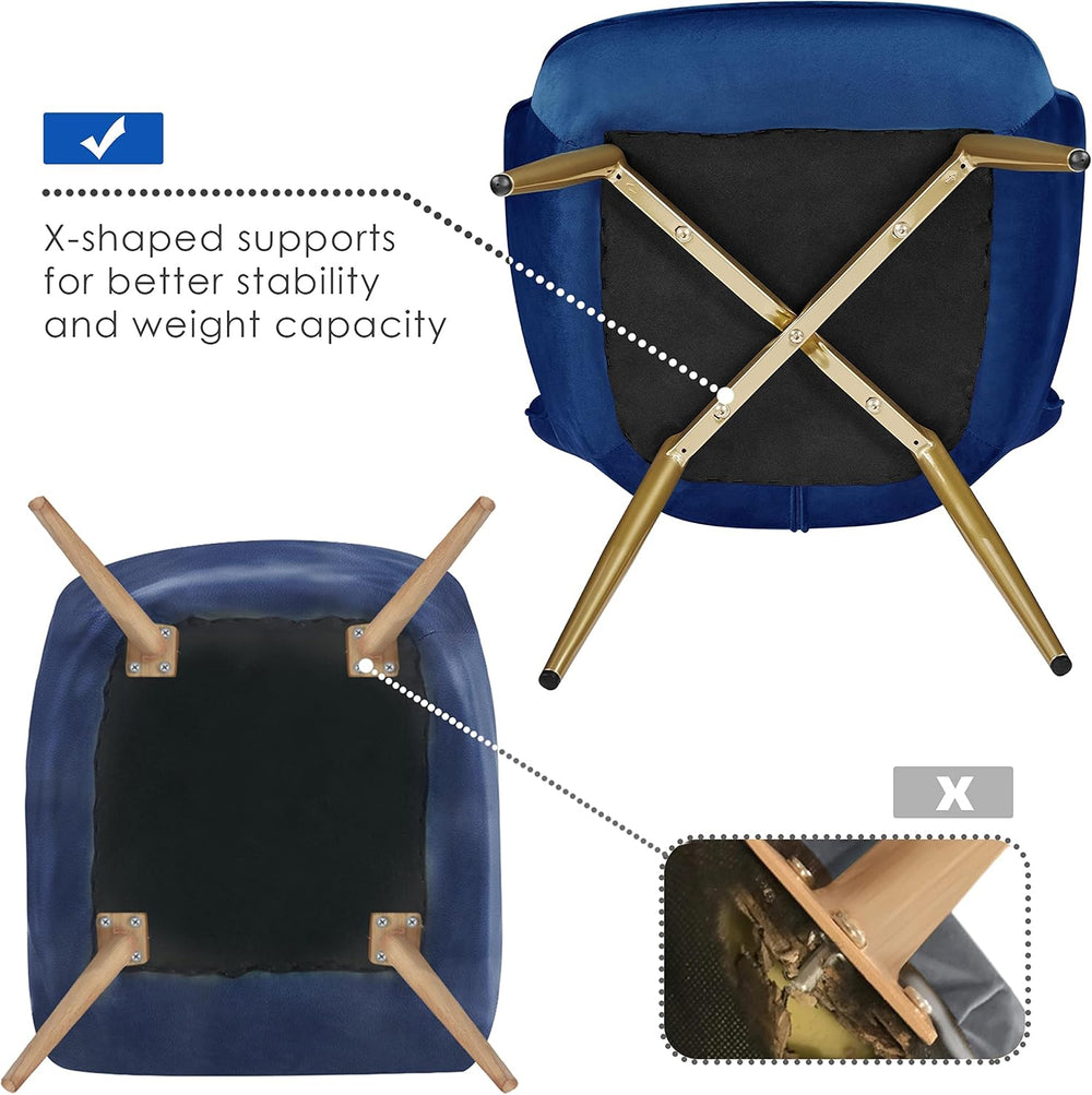 Yaheetech Accent Chair, Upholstered Armchair with Metal Legs, Blue