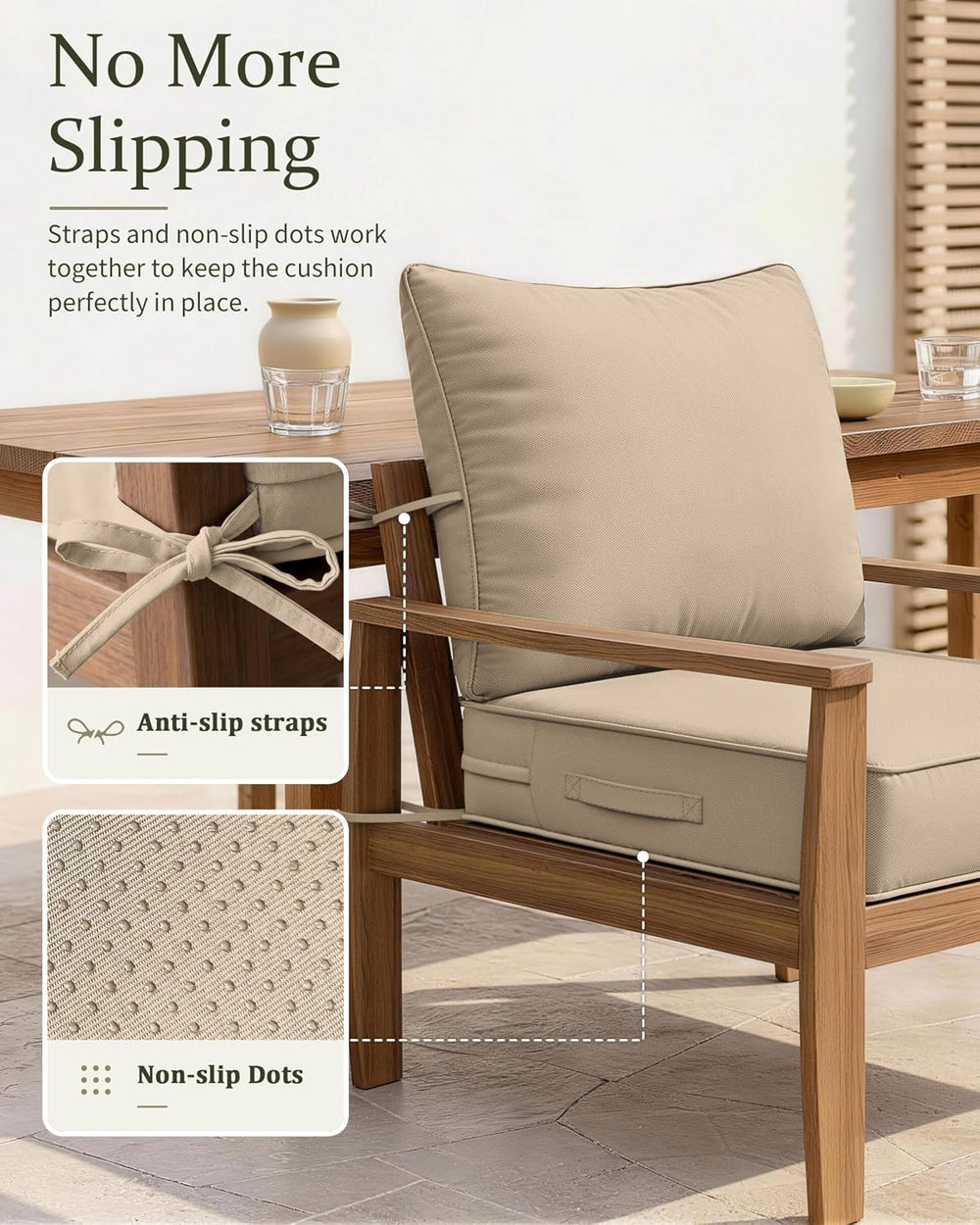 Outdoor Deep Seat Patio Cushions Set, 22×22×4 Inch Water Resistant & Fade...