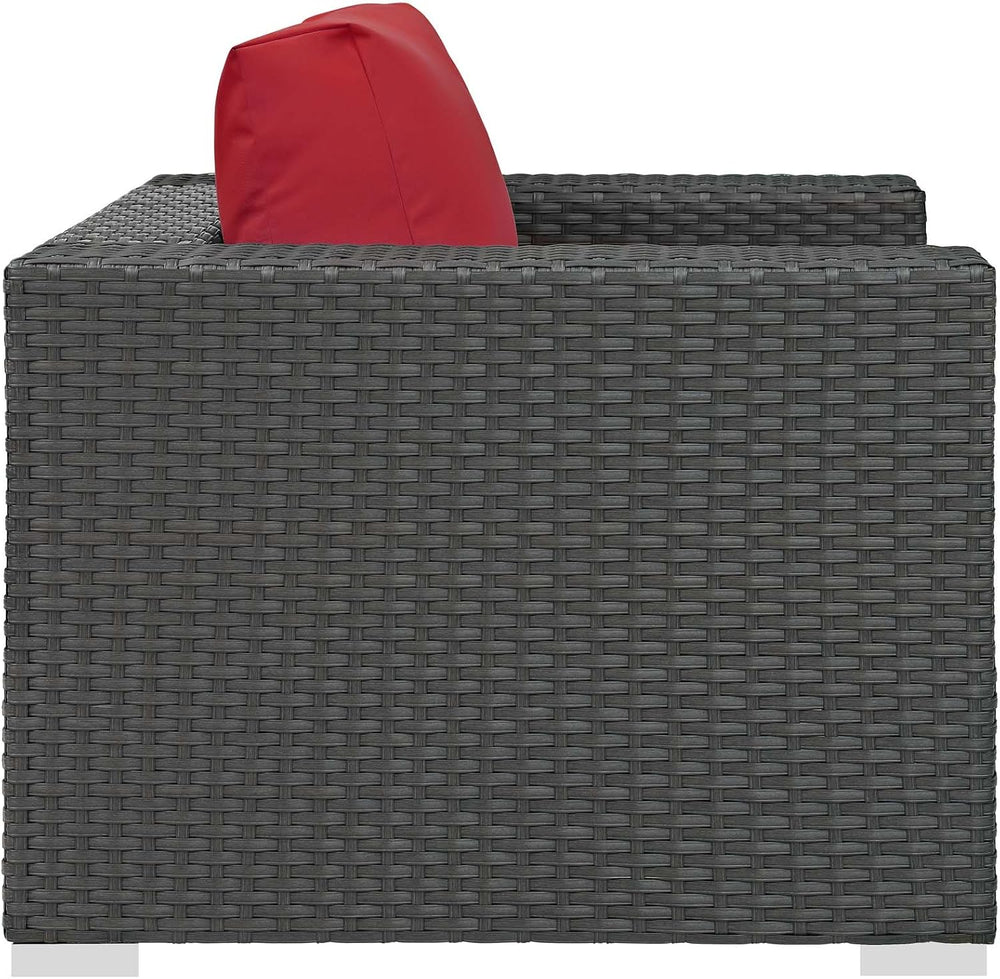 Modway EEI-1850-CHC-RED Sojourn Wicker Rattan Outdoor Patio Sunbrella Fabric,...