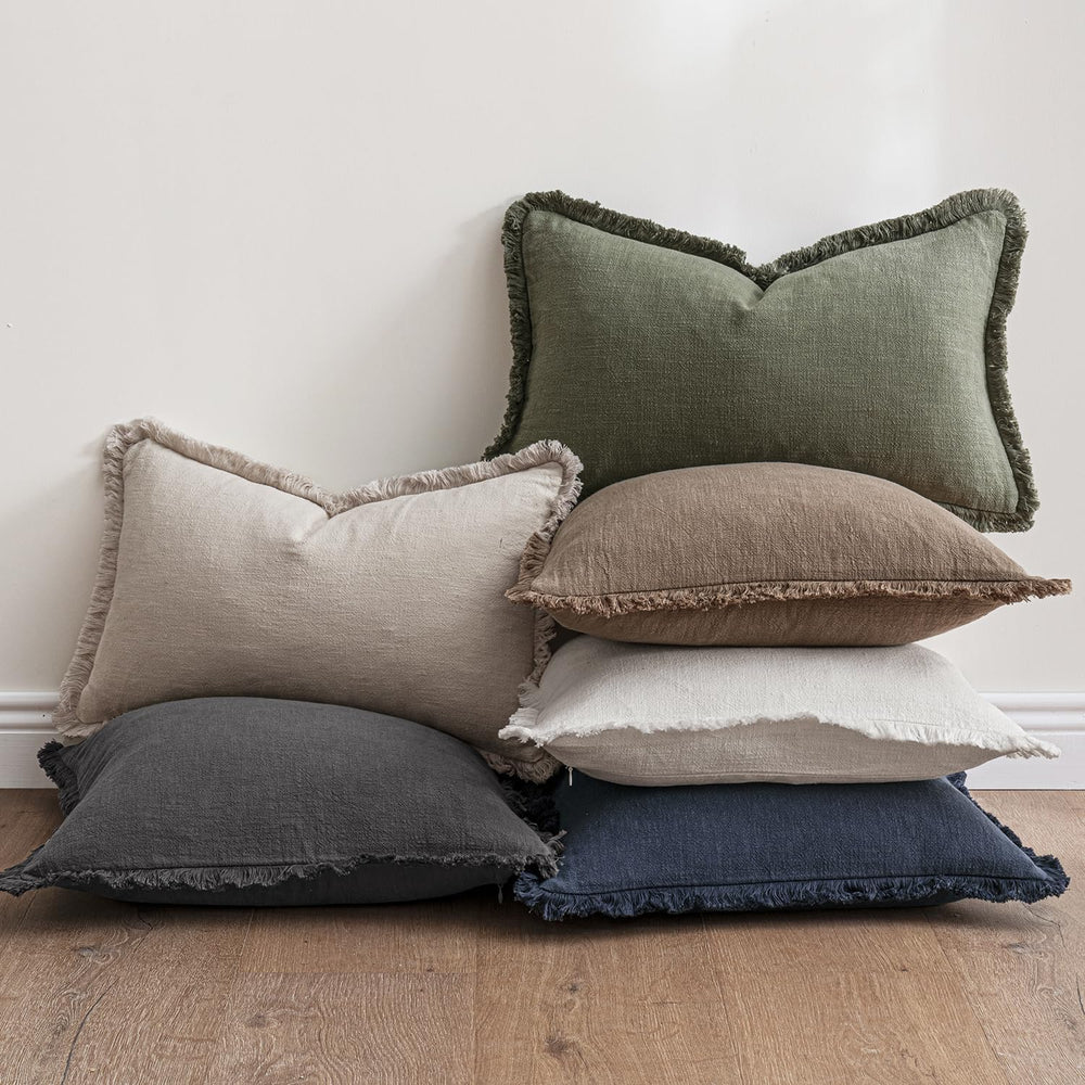 ANRODUO Euro Decorative Linen Fringe Pillow Covers 26×26 Cocoa Brown 2 Pack