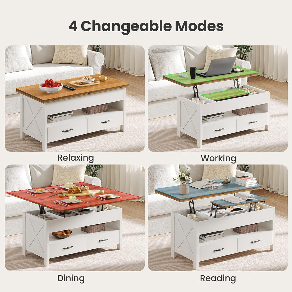 Amada Lift Top Coffee Table, 4 in 1 Convertible Coffee Table with Drawers and...