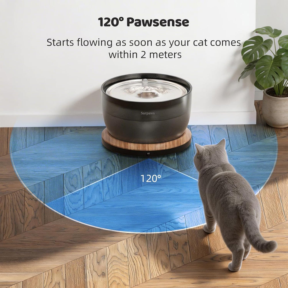 Sarpaws Cat Water Fountain, Wireless Battery Operated 101oz/3L Pet Fountain w...