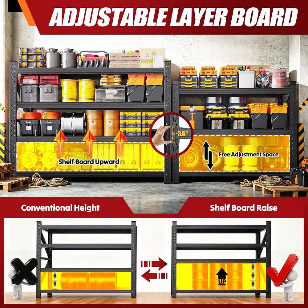 79" W Heavy Duty Storage Shelves, Adjustable Garage Shelving Unit
