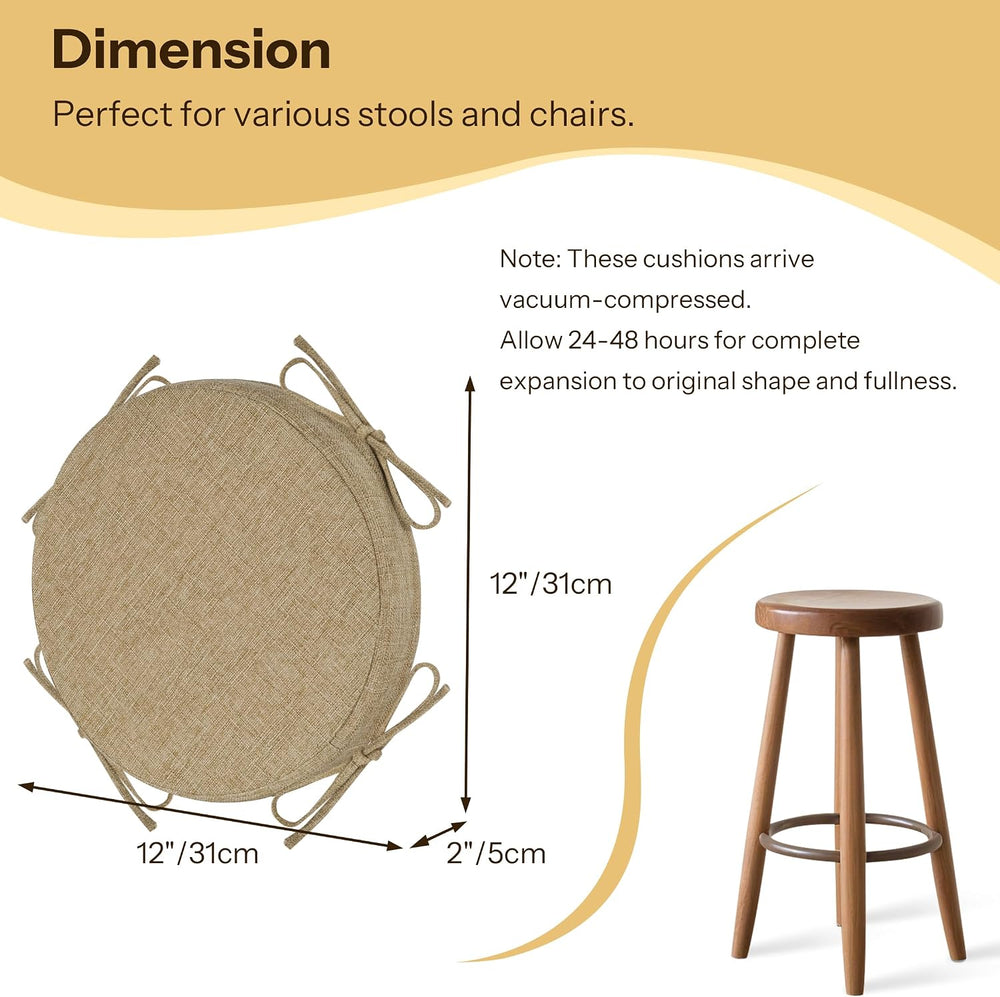 12 Inch Round Bar Stool Cushions with Non-Slip Bottom Beige