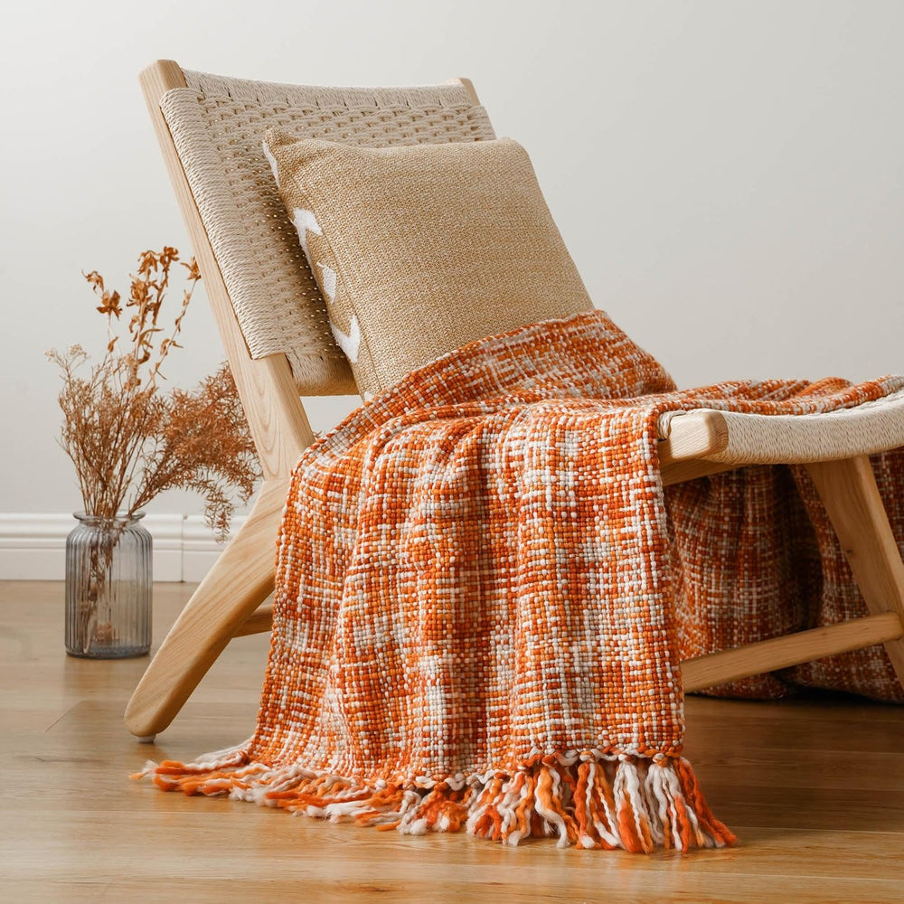 Battilo Orange Throw Blanket for Couch,50"x60"