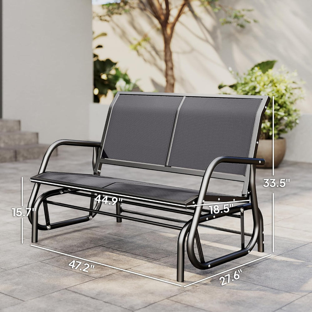 Outsunny 2-Person Outdoor Glider Bench with Steel Frame, Gray