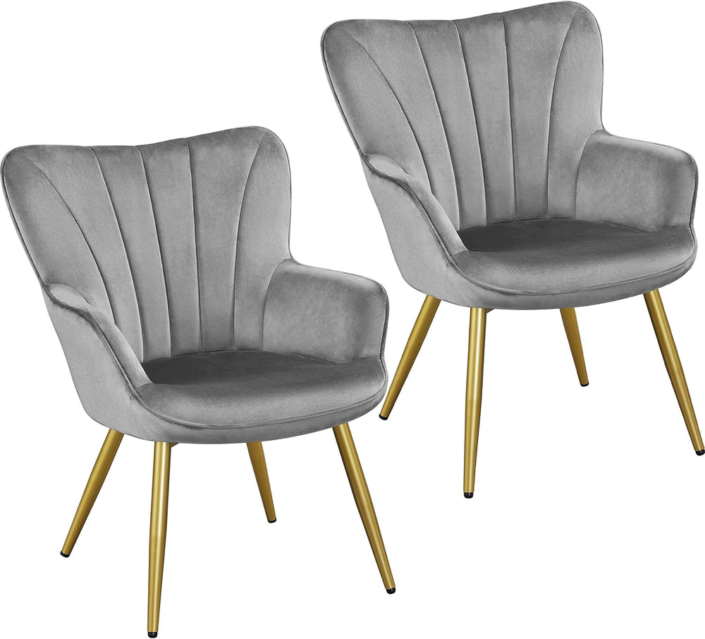 Yaheetech Accent Chairs Set of 2, Upholstered Armchair, Light Gray