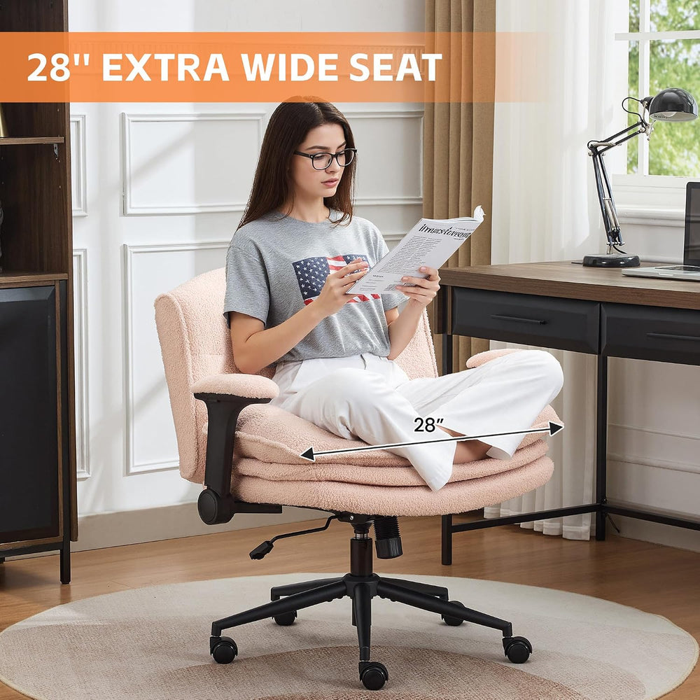 Criss Cross Chair with Flip-up Arms, Wide Criss Legged Chair with 3 Layer Cus...