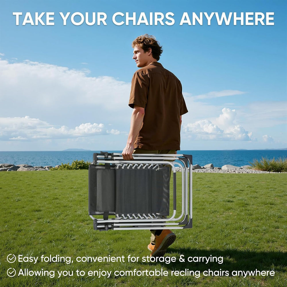 Premium Outdoor Chaise Lounge Chairs, Oversized Zero Gravity Chair, Grey