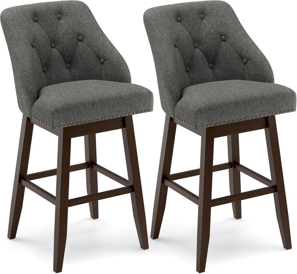 30" Bar Height Swivel Bar Stools Set of 2, Grey