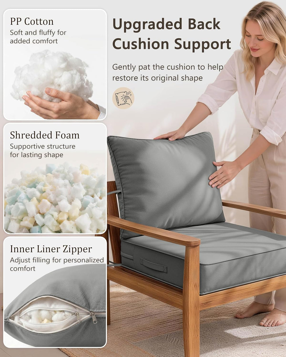 Outdoor Chair Cushion Set of 4, 19x19x4 Waterproof Fade Resistant