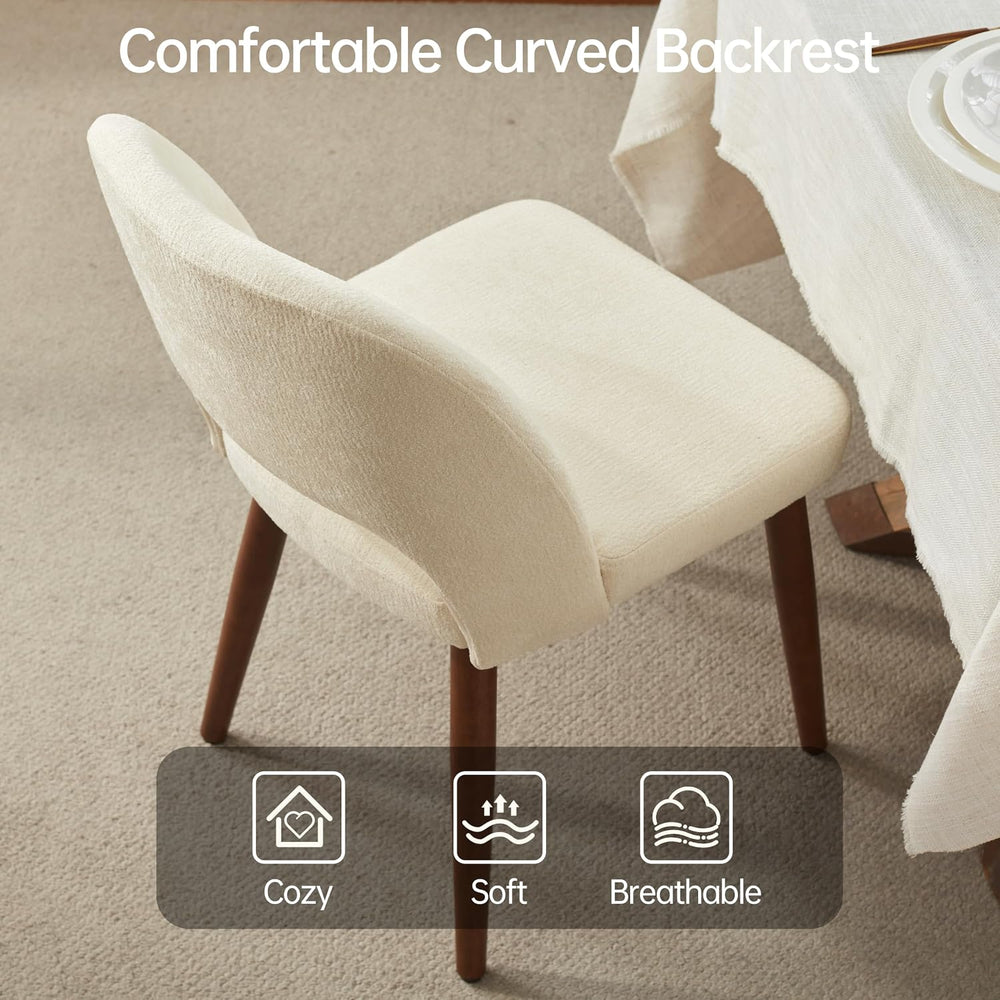 Usaint Wooden Dining Chairs Set of 6, Fabric Dining Room Chairs, Beige