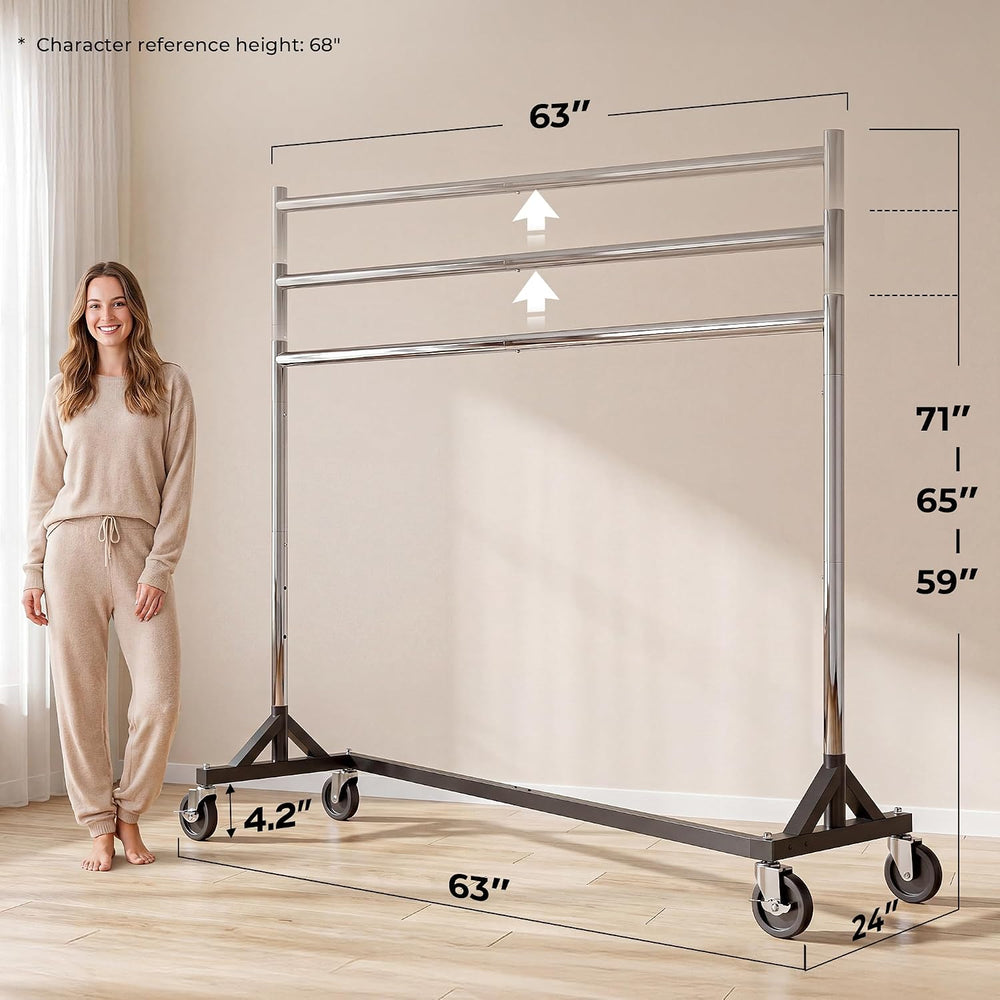 HOKEEPER Clothes Rack Z Rack Heavy Duty Clothing Rack with Lockable Wheels