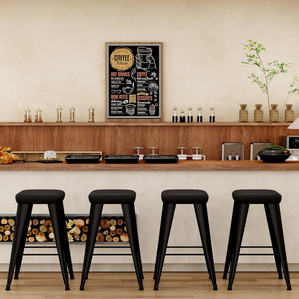 Aklaus PU Leather Metal Bar Stools 26 inch Faux Leather Counter Height Barsto...