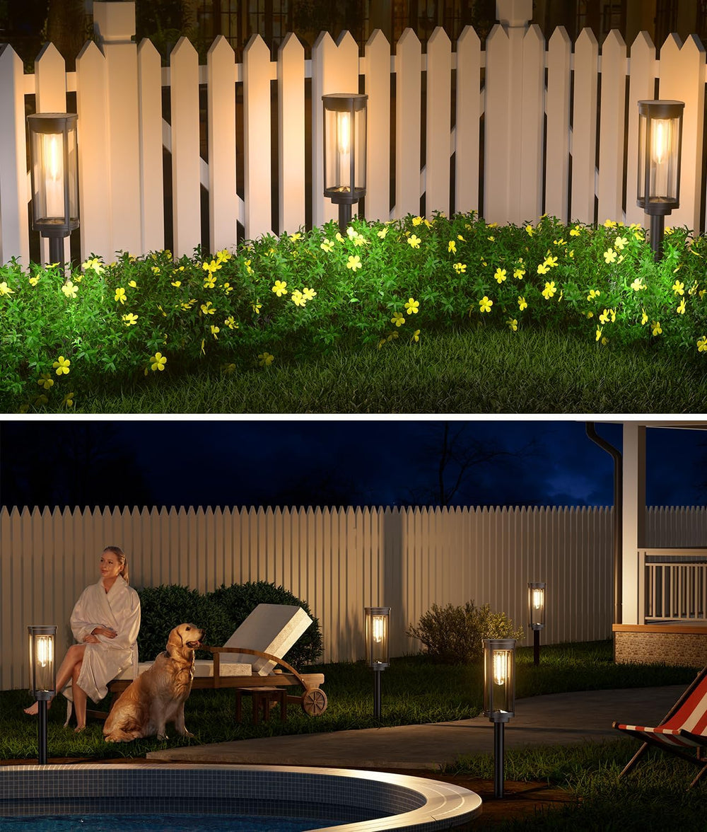 NEWMESSI Solar Lights Outdoor Waterproof, 8 Pack, Warm White, Clear Shade