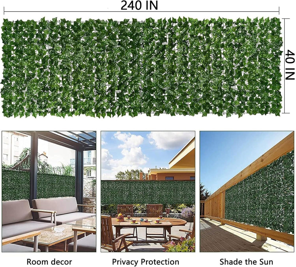 Privacy Fence Screen Artificial Ivy Grass Wall Screen 240x40 in Balcony Fence...