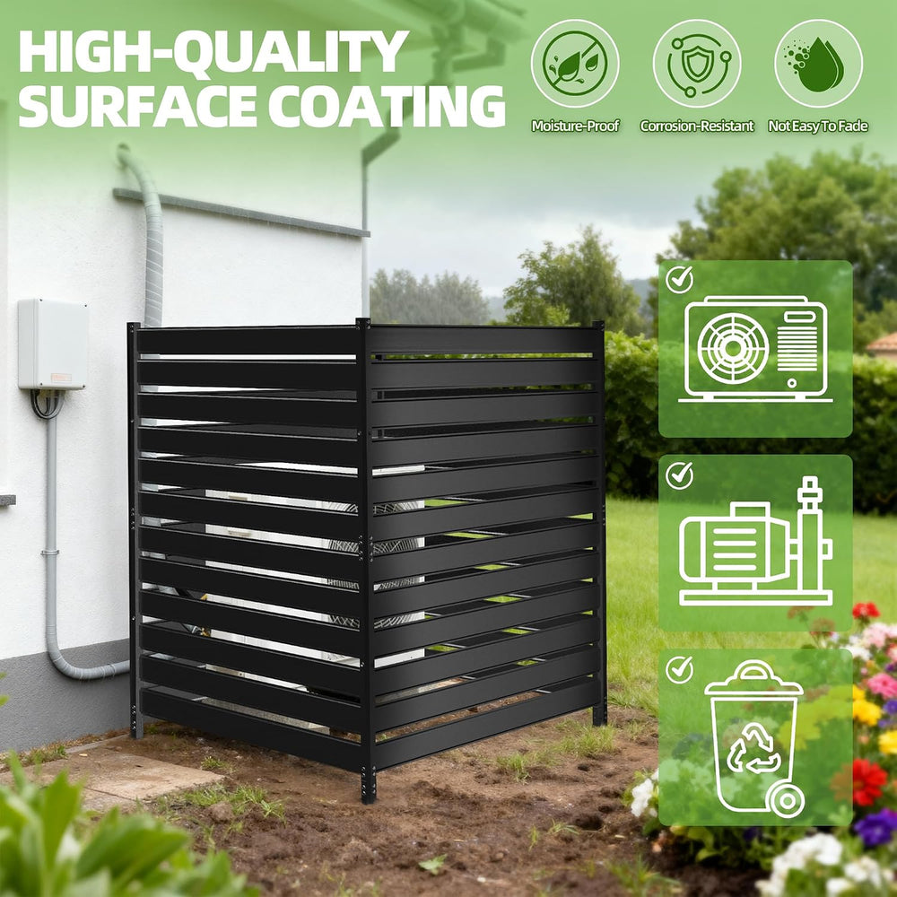 Privacy Fence Screen for AC & Trash, 72" H × 38" W Metal No-Dig...