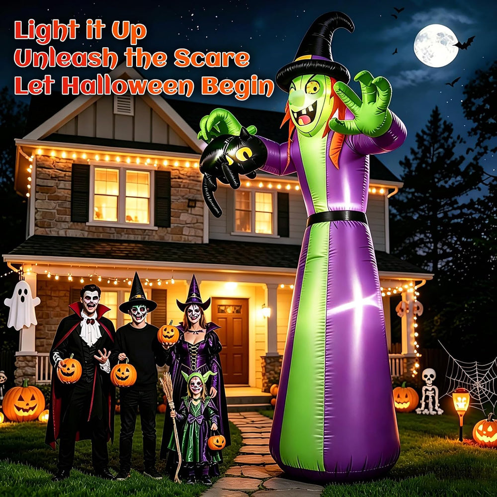 12 FT Giant Halloween Inflatables Witch Outdoor Decoration-Huge Blow Up Spook...